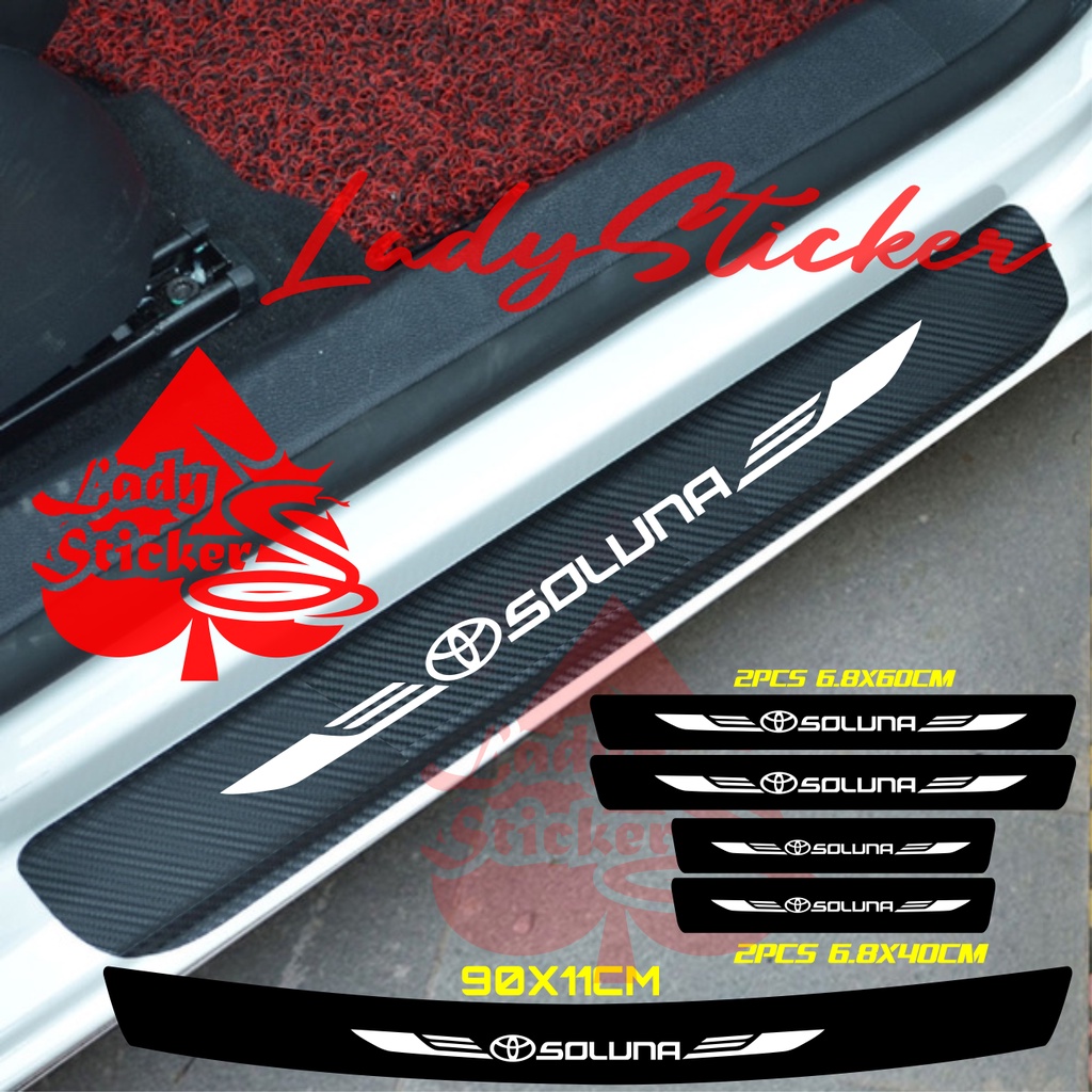 3D CARBON SILL PLATE SOLUNA รถ 3D คาร์บอนสติกเกอร์ TOYOTA SOLUNA รถ TRUNK BUMPER แพคเกจขาตั้ง