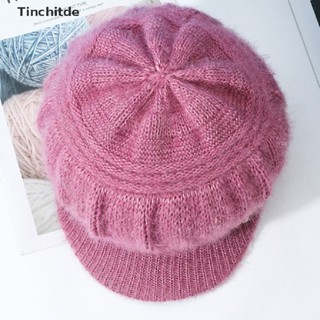 [Tinchitde] หมวกผ้าวูลถัก ผ้ากํามะหยี่ขนนิ่ม ให้ความอบอุ่น สีพื้น เรียบง่าย แฟชั่นฤดูใบไม้ร่วง และฤดูหนาว สําหรับผู้หญิง