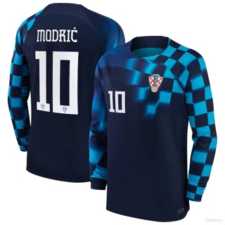 เสื้อยืดแขนยาว ลายทีมฟุตบอล World Cup Croatia Jersey Modric Away พลัสไซซ์ SY3 22-23 YS3