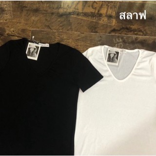 เสื้อยืด ZARA เสื้อยืดคอวีแขนสั้นผ้าสลาฟงานเสื้อใช้งานผ้าดีประจำ