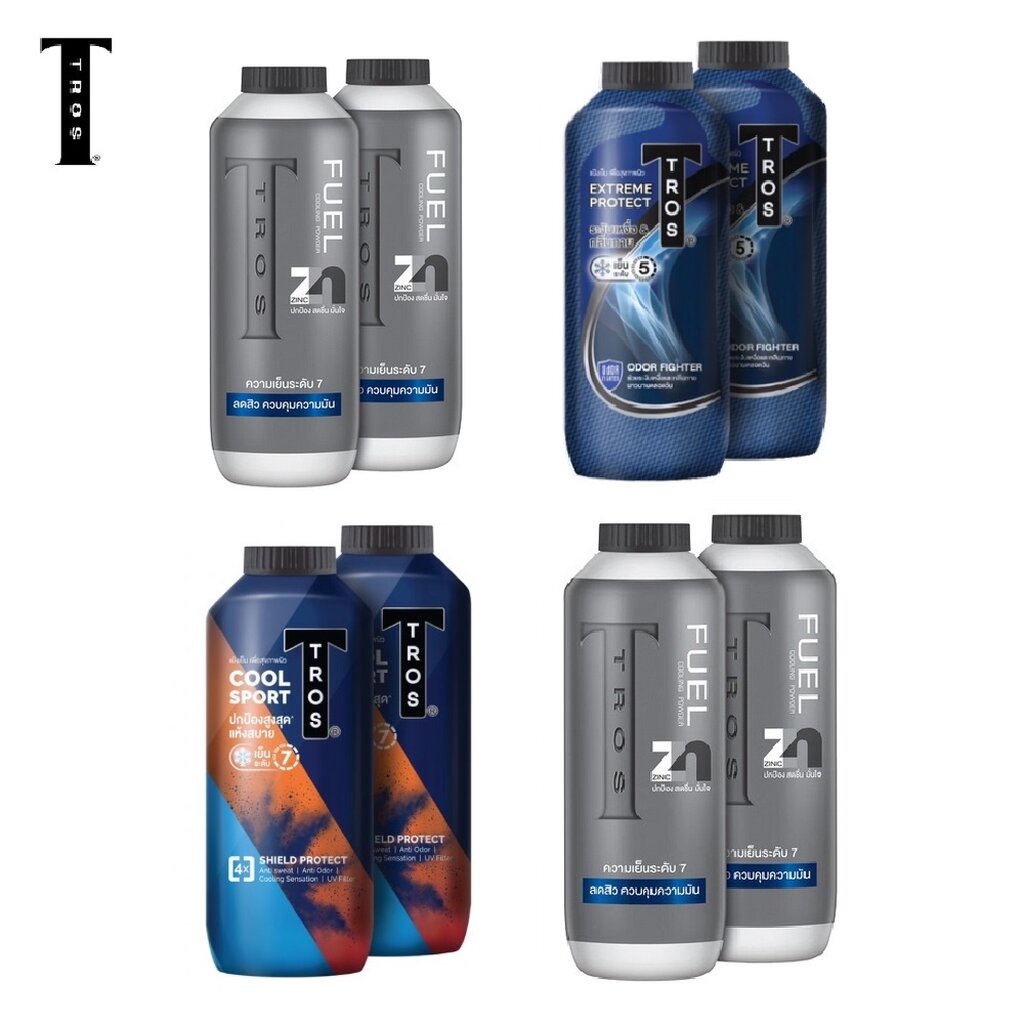 Tros ทรอส แป้งเย็น 280 กรัม 1 แถม 1 (แพ็คคู่)