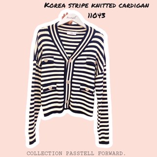 🇰🇷New🇰🇷  Korea stripe knitted cardigan คาดิแกนผ้าไหมพรมลายทาง งานเกรดพรีเมียมเลยค้า