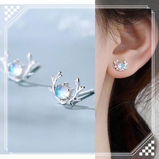 [YY] ต่างหู หินมูนสโตน เอลก์ ซิมโฟนี กวางเอลก์ สไตล์ใหม่ อินเทรนด์ สัตว์ ต่างหูเฉพาะ ฤดูร้อน เรียบง่าย ins ต่างหู