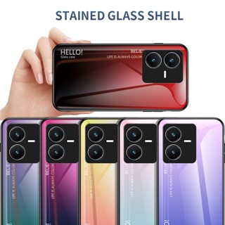 เคส Vivo Y22 V25 Pro Y02S Y20S Y20 Y12S Y21 Y33S Y50 Y30 Y51 Y31 เคสโทรศัพท์มือถือกระจกนิรภัย ไล่โทนสี สําหรับ