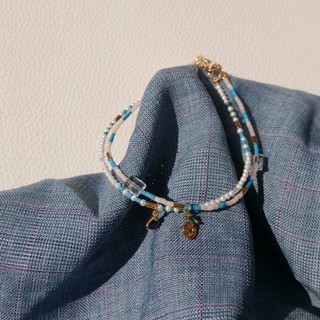 Valleydarley กำไลข้อเท้า Sweet and Sour Blue Marine Anklet