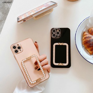 Realme 7 7i 6 6i 5 5S 5i 2 Pro 5G เคสเรียวมี สำหรับ Case Pearl Bracket เคส เคสโทรศัพท์ เคสมือถือ Phone Case Luxury Cases Electroplating Casing Shockproof Soft Back Cover