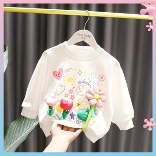 2-6 years old female baby Western style three-dimensional flower sweater female baby Autumn New 3 girls super cute cartoon top