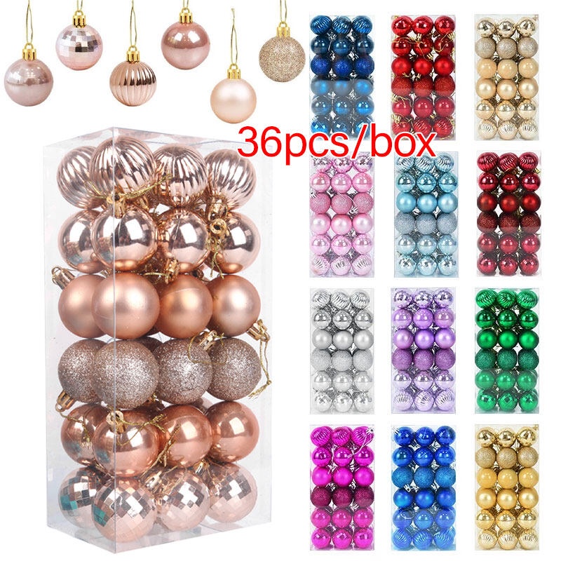 36 ชิ้นต้นคริสต์มาสตกแต่งแขวน Ball/4 ซม.พลาสติก Christmas Ball เครื่องประดับ Xmas Tree จี้งานแต่งงานตกแต่งปีใหม่/ร้อน
