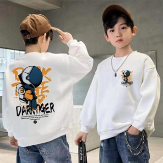 ✨【พร้อมส่ง】เสื้อแจ็กเก็ตกันหนาวแขนยาว คอกลม ทรงหลวม พิมพ์ลายนักบินอวกาศ สําหรับเด็กผู้ชาย อายุ 1-12 ปี