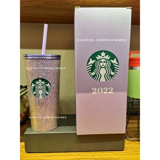 2022​ Starbucks Thailand Bling Purple Rhinestone Stainless Cold Cup 16 oz