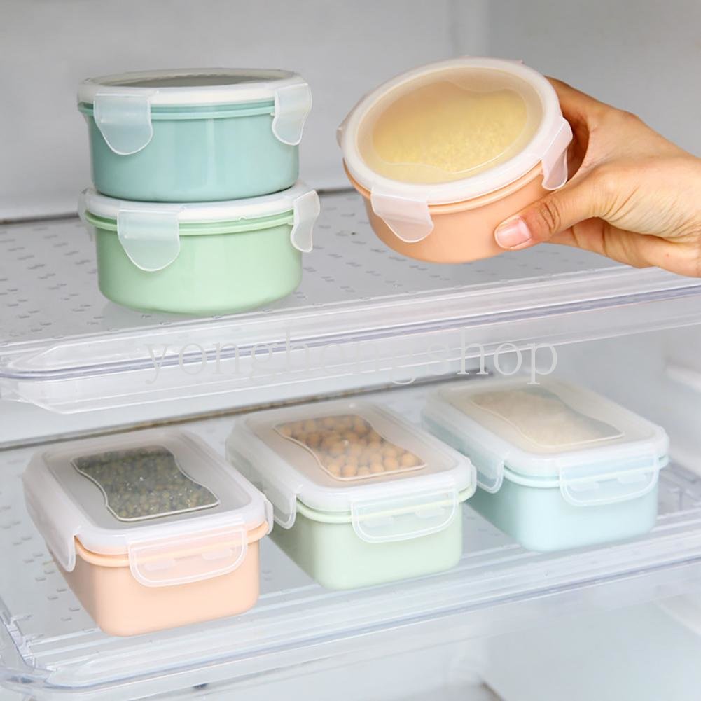 ผลไม ้ ภาชนะเก ็ บอาหารตู ้ เย ็ นมินิกล ่ องเก ็ บสดพร ้ อมฝาปิดเด ็ กอาหารกลางวัน Bento กล ่ องห ้ องครัวแบบพกพาปิดผนึกกล ่ อง