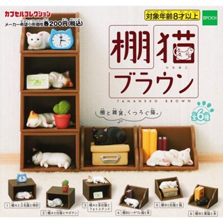 กาชาปอง น้องแมว และ ชั้นวางของสีน้ำตาล Shelf Cat Brown Epoch Gachapon Capsule Toy (พร้อมส่ง ของแท้ JP)