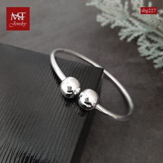 MT กำไลข้อมือเงินแท้ กำไลหลอด หัวบอลกลม ข้อมือ 16, 17 ซม. Solid 925 Sterling Silver Bangle (sbg227) MT Jewelry มณีธารา