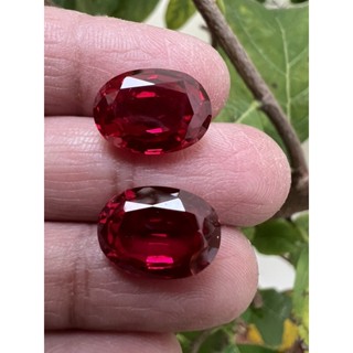 synthetic Ruby 12x14mm 2 pieces 20 carats