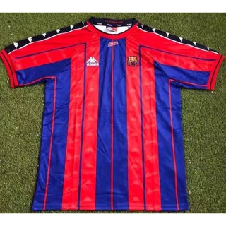 เสื้อกีฬาแขนสั้น ลายทีมชาติฟุตบอล Barcelona 97-98 ทีมเหย้า และทีมเยือน S-XXL AAA