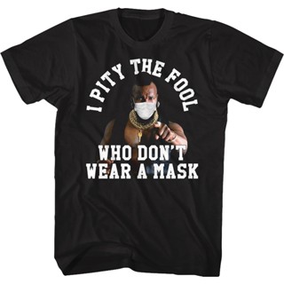 I Pity The Fool Who Dont Wear A Mask Mr. T Shirt เสื้อเชิ้ต เสื้อยืดเข้ารูป