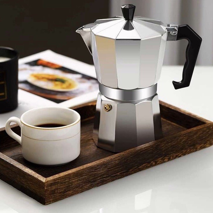 กาแฟสด moka pot 3 cup พร้อมเตา หม้อต้มกาแฟ moka pot 1-3 cup โมก้าพอต เครื่องทำกาแฟพกพา coffee maker กาแฟอิตาลี