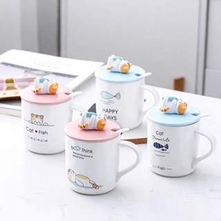 แก้วมัค 3D แก้วเซรามิค ลายการ์ตูนแมวน่ารัก cartoon 3 d kids milk mugs cheap funky 440 ml cute ceramic mug