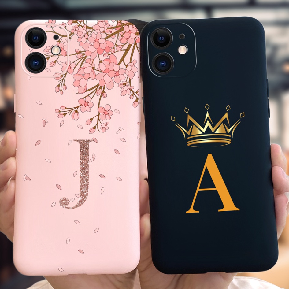 เคสโทรศัพท์มือถือ ซิลิโคน ผิวด้าน กันกระแทก ลายตัวอักษรน่ารัก สําหรับ iPhone 11 6.1 นิ้ว 11