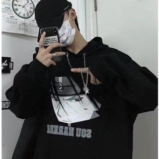 💕พร้อมส่ง 💕เสื้อกันหนาวมีฮู้ดผ้ากำมะหยี่ฤดูหนาวของเกาหลี พิมพ์การ์ตูนอนิเมะ Naruto สีดำ M-3XLมอบสร้อยคอเป็นของขวัญ