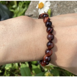 Natural Red Tiger eye  Bead Bracelet, Genuine Round Beaded Healing Crystal Bracelet Men Women Stretchy Bracelet