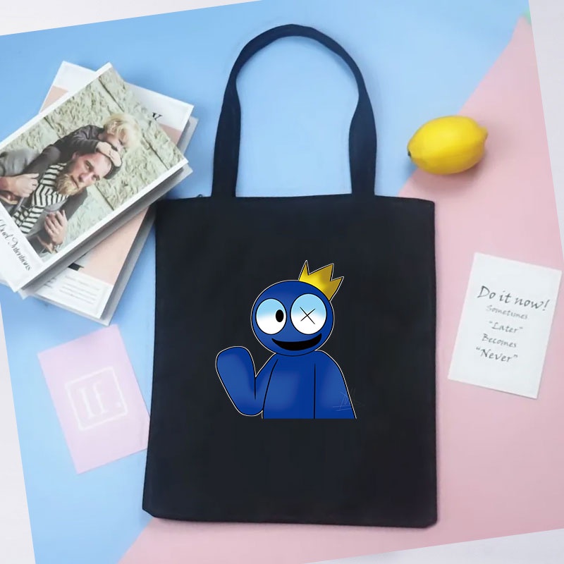 Rainbow Friends Obby Horror Roblox เกมผ้าใบกระเป๋าเดินทางผู้หญิงสีดําสีขาว DIY ช้อปปิ้งห้องครัว