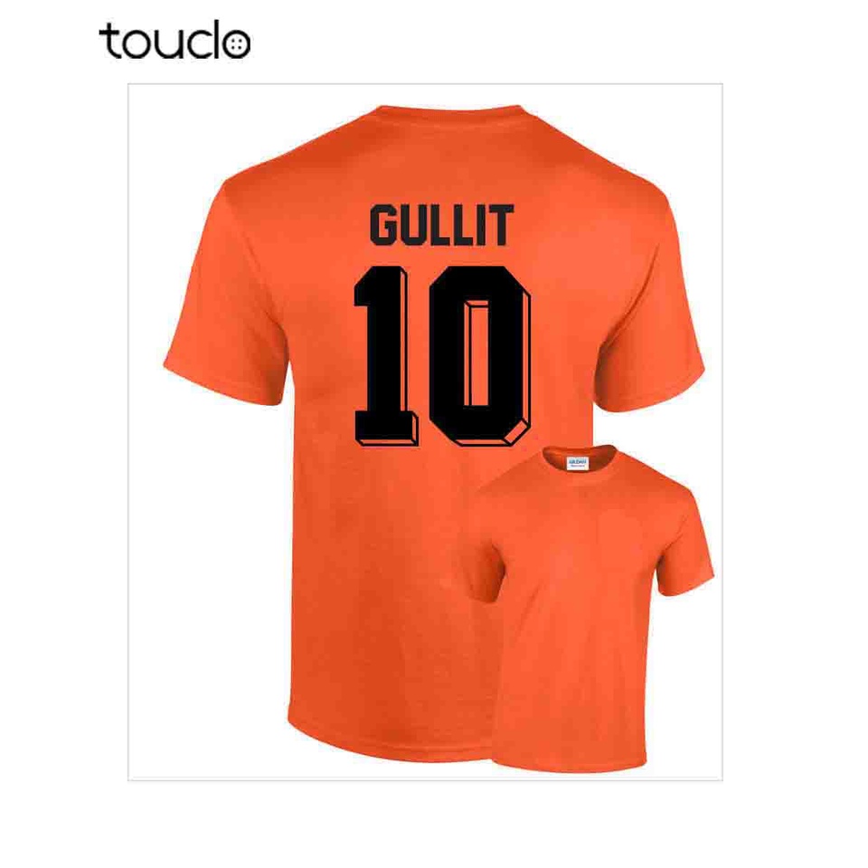 เสื้อยืดพิมพ์ลายGullit Holland เนเธอร์แลนด์ไม่มี10 Mens Retro นักฟุตบอลแฟชั่น Mens T เสื้อผู้ชายฤดูร
