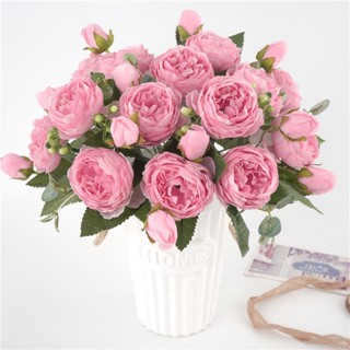 【AG】Artificial Flower Vivid Nice-looking Creative Faux Silk Peony Bouquet Home Decoration for Home