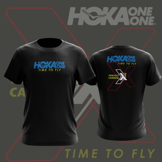 เสื้อยืดผ้าฝ้าย เสื้อยืดแขนสั้น พิมพ์ลาย HOKA ONE PROJECT X RUNNING