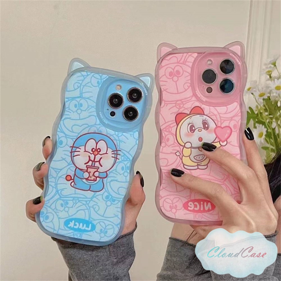 เคสโทรศัพท์มือถือ ซิลิโคนนิ่ม ขอบหยัก ลายการ์ตูนหูแมวน่ารัก สําหรับ iPhone 14 13 12 11 Pro Max X Xr Xs 8 7 6 Plus SE 2020