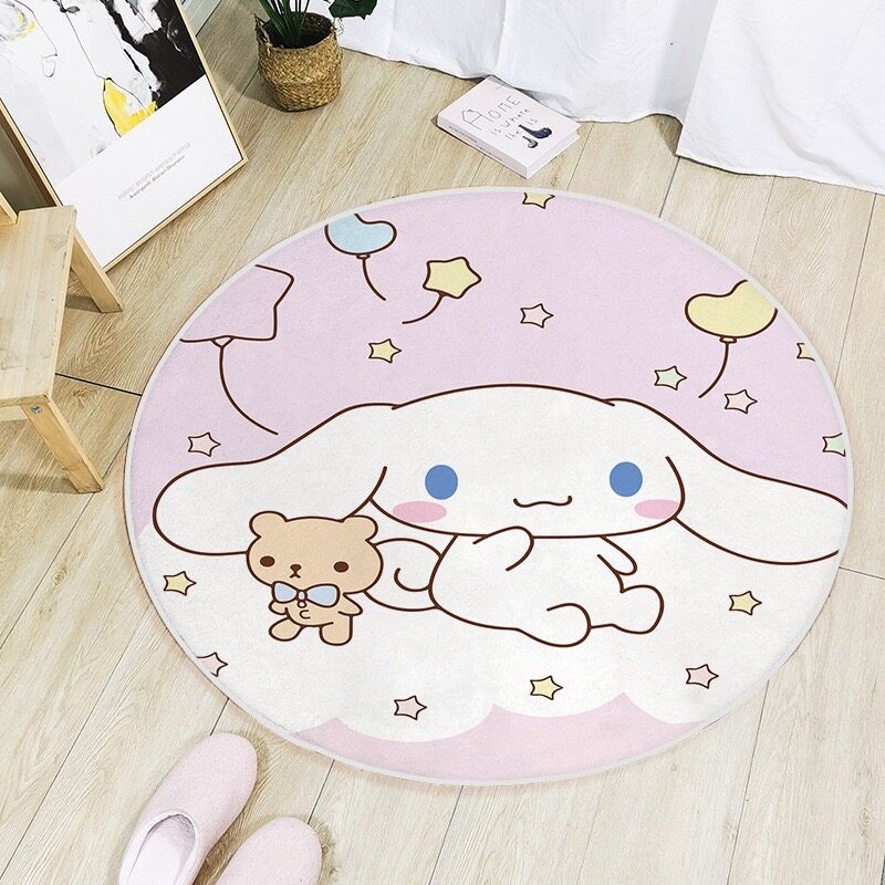 พรมเช็ดเท้า ผ้ากํามะหยี่คริสตัล ลายการ์ตูน Sanrio กันลื่น พรมเช็ดเท้าวงกลม สินค้าพร้อมส่ง