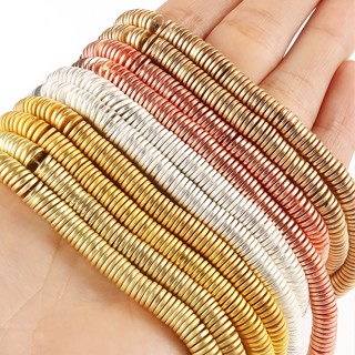 DIY 4 มม./6 มม./8 มม.หิน Hematite Rondelle ลูกปัดแบนรอบแผ่นห…