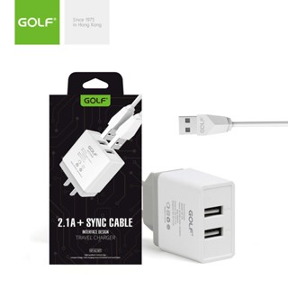 GOLF รุ่นU2 Set หัวชาร์จ Charger 2port OUT3.1A สำหรับใช้ชาร์จกับมือถือได้ทุกยี่ห้อ หัวชาร์จพร้อมกับ สายชาร์จ