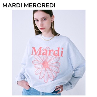 [Mardi Mercredi] เสื้อสเวตเตอร์ ลายดอกไม้ สีปะการัง