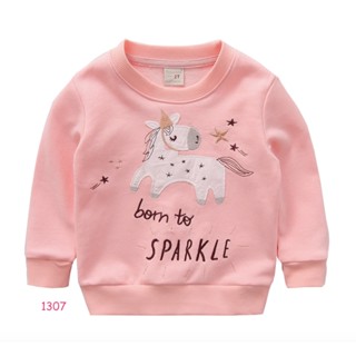 TLG-1307 เสื้อแขนยาวเด็กหญิง sweater สีชมพูลายกระต่าย