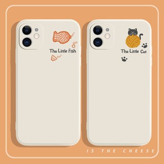 Cartoon fish cat เคสไอโฟน iPhone 11 12 13 pro max 14pro X Xr Xs Max เคส iPhone 14 plus case 7 8 plus เคส นิ่ม phone case