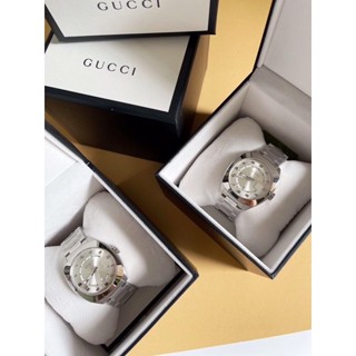 🦋สินค้าพร้อมส่ง🦋   New🤍Gucci Watch สีเงินล้วน หน้าปัดขนาด 41mm.  ใส่ได้ทั้ง ช/ญ สวย เรียบ หรู ราคาดีมากก