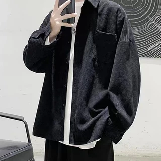 Cicishop(พร้อมส่ง)เสื้อเชิ้ตผู้ชายแขนยาวผ้าลูกฟูหนา ใส่แบบเท่ห์ๆ(633-1)