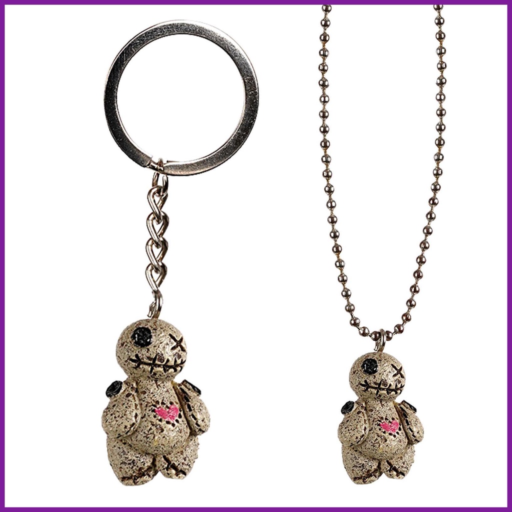 Voodoo สร้อยคอ Voodoo ตุ๊กตาจี้สร้อยข้อมือสร้อยคอ Dangle พวงกุญแจสนุก Voodoo จี้ Gothic เครื่องประดั
