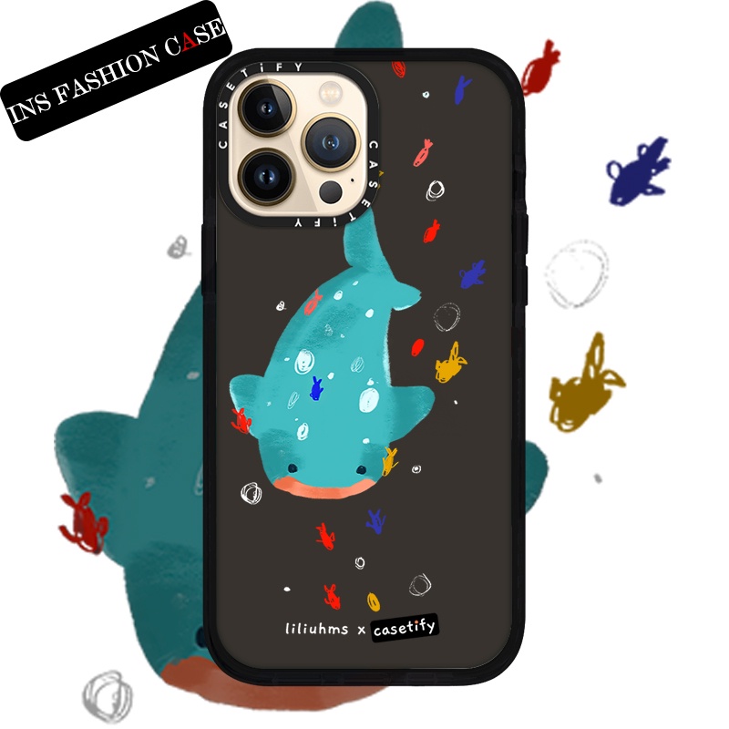 Casetify X เคสโทรศัพท์มือถือนิ่ม ใส กันกระแทก ลายปลาวาฬ สีดํา สําหรับ iPhone 14 13 12 11 Pro MAX IX XS MAX XR 6 6s 7 8 Plus