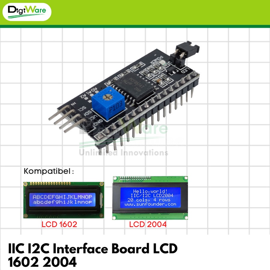 บอร์ดอินเทอร์เฟซ IIC I2C LCD 1602 2004