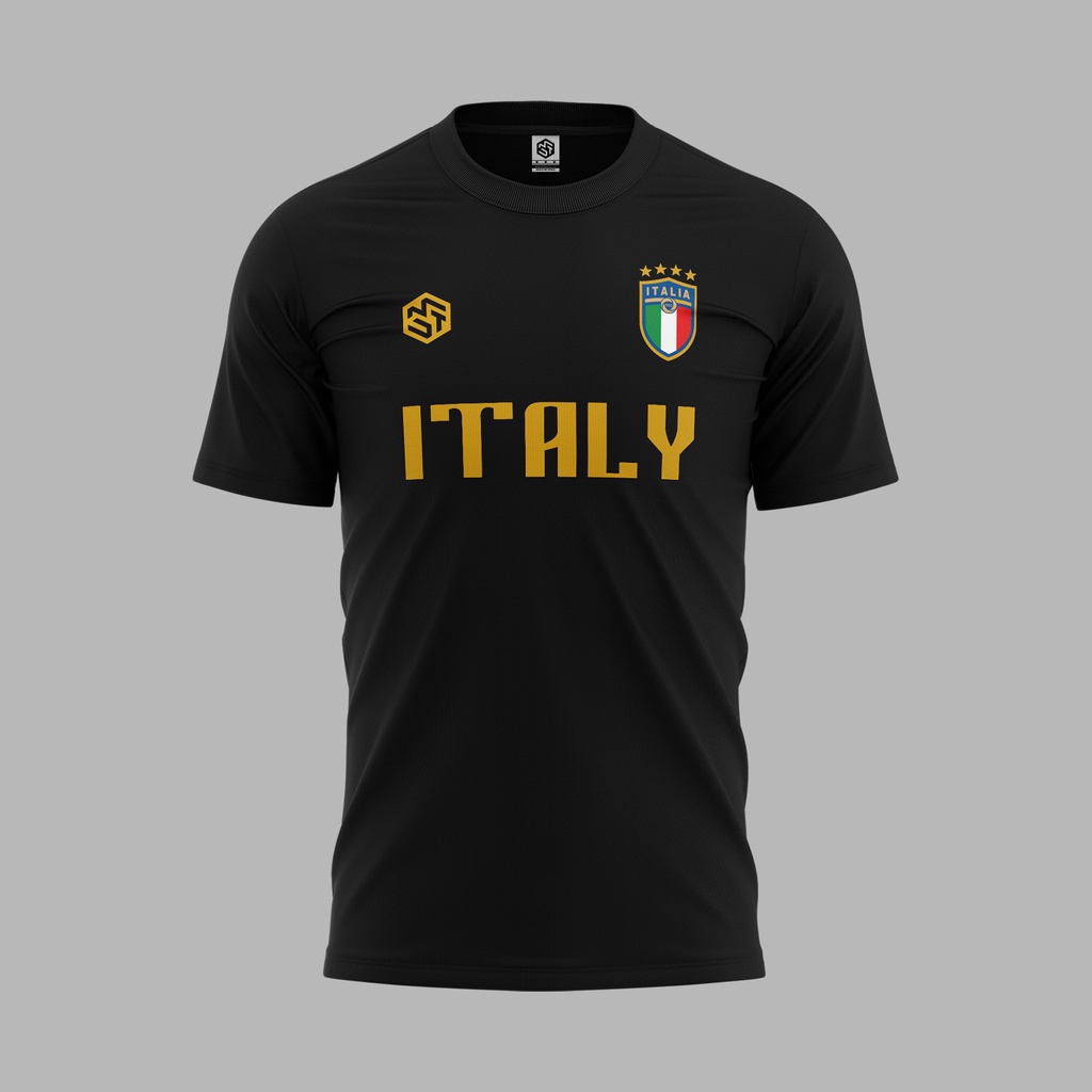 Italy World Cup 2026 Jersi Black/Gold - Jersey Roundneck