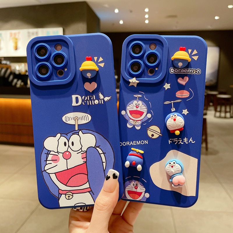สําหรับ Xiaomi Redmi Note 13 12 11 10 9 Pro 12S 11S 10S 9S Redmi 14C 13C 12C 10C A3 A2 A1 Plus 9A 9C 9T เคสโทรศัพท์มือถือ ลายการ์ตูนโดราเอมอน 3D สีฟ้า สําหรับ