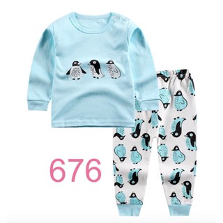 L-PJB-676 ชุดนอนเด็กผู้ชาย สีฟ้า ลายเพนกวิ้น Size-70 (6-9 เดือน) 🚛 พร้อมส่งด่วนจาก กทม.🇹🇭✅