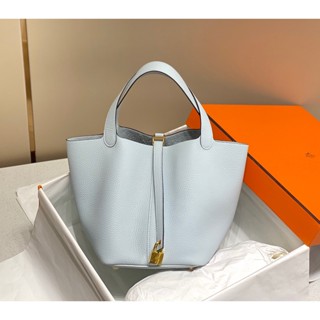 พรี​ ราคา8100 Hermes picotin lock หนังวัว กระเป๋าถือ กระเป๋าสะพายไหล่ กระเป๋าสะพายข้าง 22cm