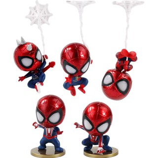 ฟิกเกอร์ Spider-Man Q Version ของขวัญ สําหรับตกแต่งรถยนต์ จํานวน 5 ชิ้น