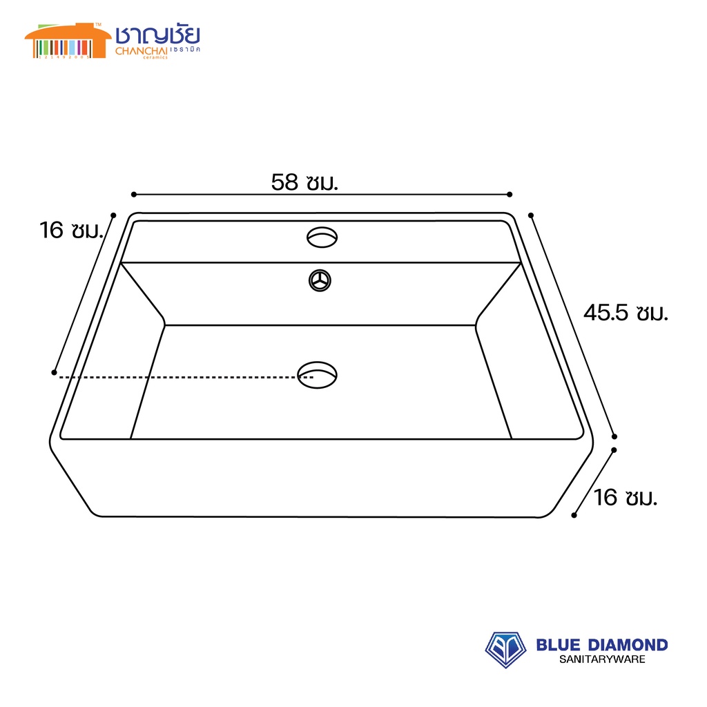 สุดคุ้ม อ่างล้างหน้า ทรงเหลี่ยม fh488 bdm แขวน หรือ วางบน รูปที่ 4