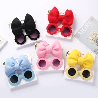 set2ชิ้น แวนตาแฟชั่น+โบว์คาดผมสำหรับเด็กอ่อน[MamaChom BabyShop]
