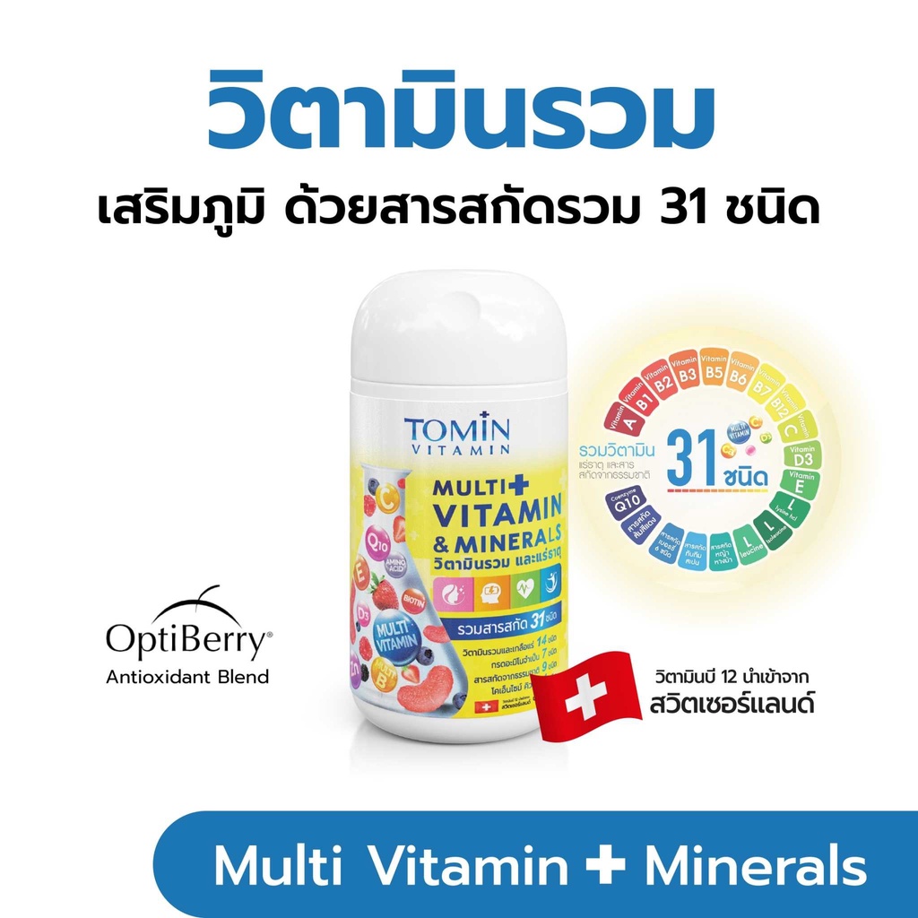 Tomin โทมิน ผลิตภัณฑ์เสริมอาหาร กระปุก 30 แคปซูล / สำหรับ 30 วัน