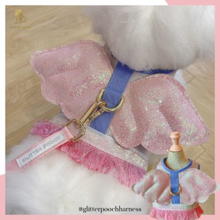 Glitter Pooch Harness ชุดรัดอก สายจูง เสื้อผ้า สุนัข, หมา, แมว, สัตว์เลี้ยง พร้อม สายจูง รุ่น Violetta Little Wings